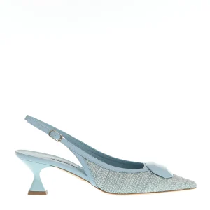 SORELLE PEREGO - Slingback tessuto azzurro: eleganza e comfort