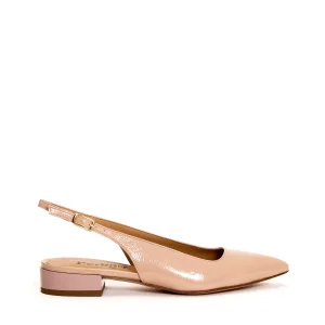 SORELLE PEREGO - Slingback in pelle verniciata nude a basso tacco