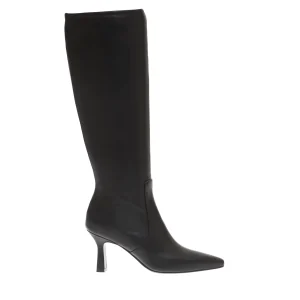 SORELLE PEREGO - Stivali in pelle nera con tacco a spillo da 80 mm