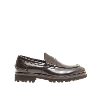 SORELLE PEREGO: Scarpe Mocassino in Pelle Scamosciata Marrone Scuro