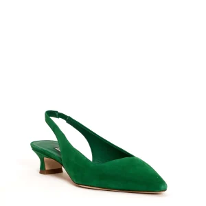 SORELLE PEREGO: Scarpe Slingback in camoscio verde da 40 mm