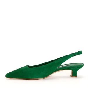 SORELLE PEREGO: Scarpe Slingback in camoscio verde da 40 mm
