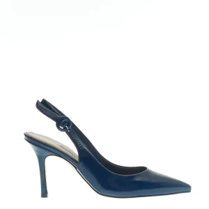 SORELLE PEREGO: Slingback Vernice Blu Tacco 85 mm - Acquista Online!