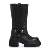 stivale biker pelle nera fondo grosso