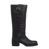 stivale biker tacco 40 mm fibbie nero