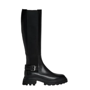 stivale pelle nera elastico