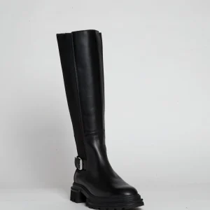 stivale pelle nera elastico