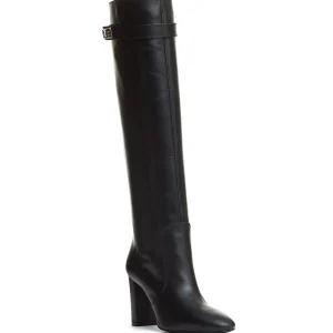 stivale pelle nera tacco 90 mm