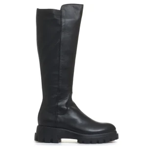 stivale stretch in pelle nera