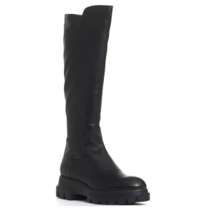 stivale stretch in pelle nera