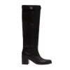 Stivaletti in pelle nera con fibbia da 60 mm