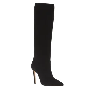 Stivaletti in suede nero con tacco da 100 mm