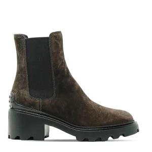 Stivaletti TOD'S in camoscio marrone con elastici laterali