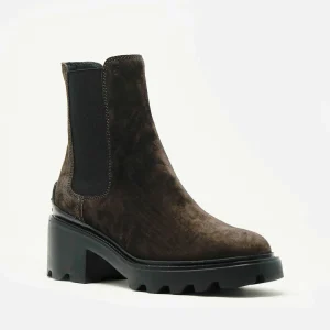 Stivaletti TOD'S in camoscio marrone con elastici laterali