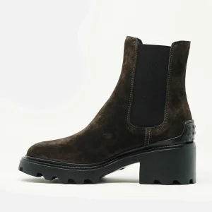 Stivaletti TOD'S in camoscio marrone con elastici laterali