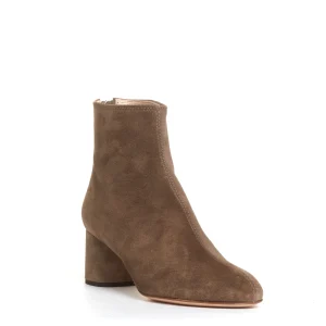 stivaletto camoscio taupe tacco 60 mm