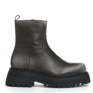 stivaletto fondo grosso pelle grigio washed
