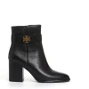 stivaletto pelle nera logo tacco 70 mm
