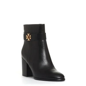 stivaletto pelle nera logo tacco 70 mm
