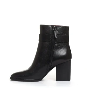 stivaletto pelle nera logo tacco 70 mm