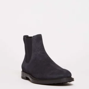 Stivaletto TOD'S in camoscio blu con elastico laterale blu
