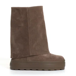 stivaletto zeppa interna camoscio tortora